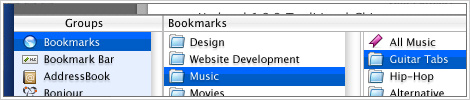 GUI mockup depicting a new Bookmark management layout